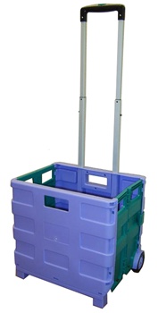 Large Folding Rolling Crate, Portable Folding Cart - Purple/Teal