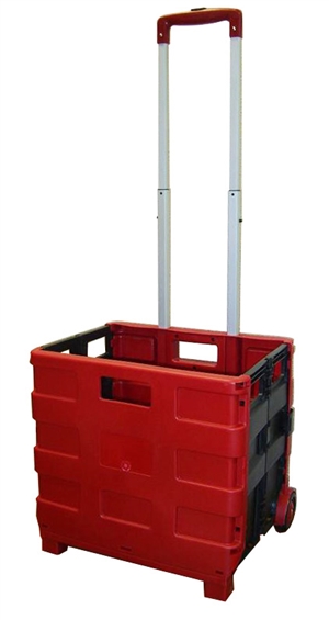 Large Folding Rolling Crate, Portable Folding Cart - Red/Black